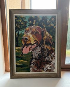 Vintage Needlepoint Tapestry Featuring a Red Irish Setter
