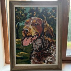 Vintage Needlepoint Tapestry Featuring a Red Irish Setter