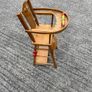 Vintage wooden doll high chair FROM THE 1930S featuring a built-in play tray with a wire bead Image 5