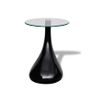 Coffee Table 2 pcs with Round Glass Top High Gloss Black Image 4
