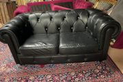 Black Leather Chesterfield sofa