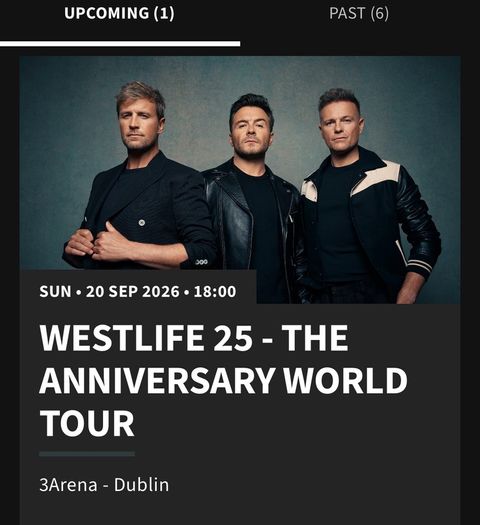 Westlife tickets x2 20th September