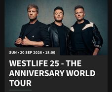 Westlife tickets x2 20th September