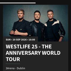Westlife tickets seated x2 20th September