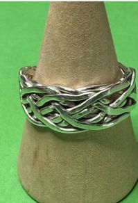 Hand made silver Celtic twist woven ring. Size P