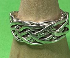 Hand made silver Celtic twist woven ring. Size P