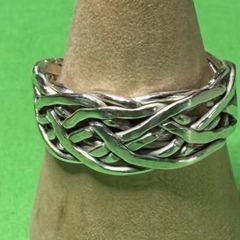 Hand made silver Celtic twist woven ring. Size P