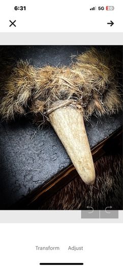 Flidais Deer Antler Tines Tips and Real Rabbit Fur Necklace Celtic Mythology Shamanic