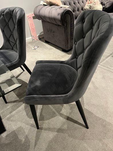 50 each Grey Velvet Dining Chairs x 2