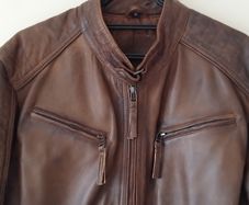 Mens Tan leather Echtes Leder biker style jacket size M heavy FREEPOST