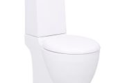 WC Ceramic Toilet Bathroom Round Toilet Bottom Water Flow White
