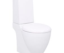 WC Ceramic Toilet Bathroom Round Toilet Bottom Water Flow White