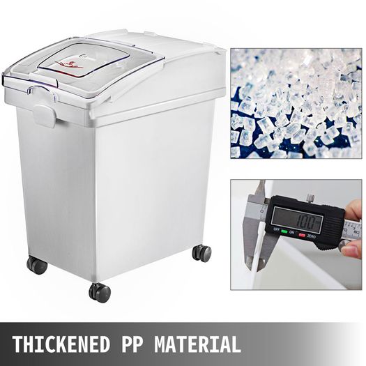 Kitchen Container Ingredient Storage Bin W/ Wheel & Scoop 3 x 6.6 Gal for Commercial Home Storing Rice Flour Corn Soybean
