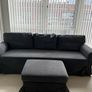 Ikea 3 seater sofa bed and footstool and covers Image 3
