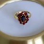 Vintage 1980s Garnet Cluster Flower Gold Ring Image 2