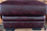 Burgundy Leather Ottoman.