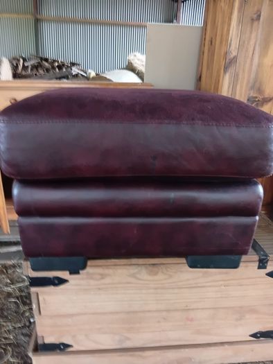 Burgundy Leather Ottoman.