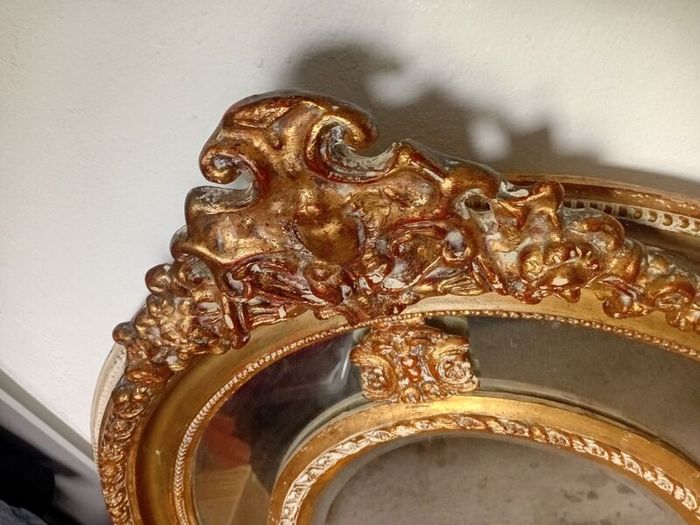 1890s victorian era gilt plate mirror with salamander