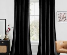 Black Velvet Curtains for Bedroom 2 Panel Set 90 Inch Drop Curtains, Soft Elegent Home Decor Velvet Curtain Living Room, Sun Blocking Room Darkening Thermal Eyelet Curtain 46x90 Inch