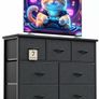 Chest of Drawers for Bedroom with 7 Drawers, Fabric Storage Drawer, Tall Black Hallway Storage Unit Image 10