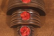 Brand New Set of 3 Wooden Candle Holder with 3 Candles included