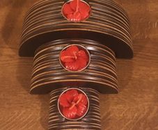 Brand New Set of 3 Wooden Candle Holder with 3 Candles included