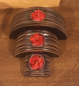 Brand New Set of 3 Wooden Candle Holder with 3 Candles included