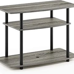 TURN-N-TUBE TV Stand, 3-Tier No Tools Entertainment Center, TV Console for TV up to 32 Inch, for Living Room, Bedroom, French Oak