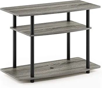 TURN-N-TUBE TV Stand, 3-Tier No Tools Entertainment Center, TV Console for TV up to 32 Inch, for Living Room, Bedroom, French Oak
