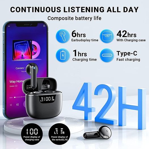Earbuds,Wireless Headphones Bluetooth 5.3 Earphones with 4 ENC Noise Cancelling Mic 2023 Upgrade wireless Earbuds (FREE SHIPPING)