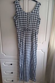 Maxi Dress in Blue and White Print