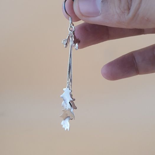 Sterling 925 Silver Cascading Leaf Drop Earrings