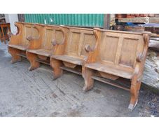 Four Seater Oak Pew Folding Seats 3 KAS448