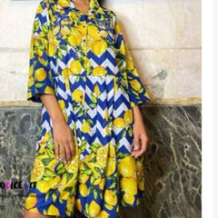 Antica Sartoria Giacomo Cinque Cotton Corfu Lemon & Chevron Embellished Shirt Dress