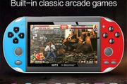 X7 PLUS Handheld Game Console 5.1-inch Dual Joystick Game Console 8GB Built-in 1000 Games Support 32/64/128-bit Video Game Console Blue+Red