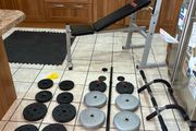 Weight Bench + Chin Up, 50kg Weight, Mats, Bars!
