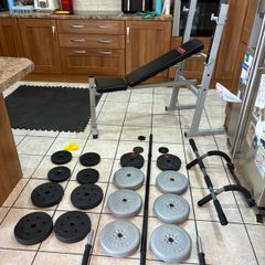 Weight Bench + Chin Up, 50kg Weight, Mats, Bars!