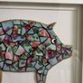 Handmade Framed Pig Pique Assiette Mosaic Image 3