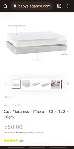 Baby Elegance Micro Fibre Cot Mattress 120x60x10