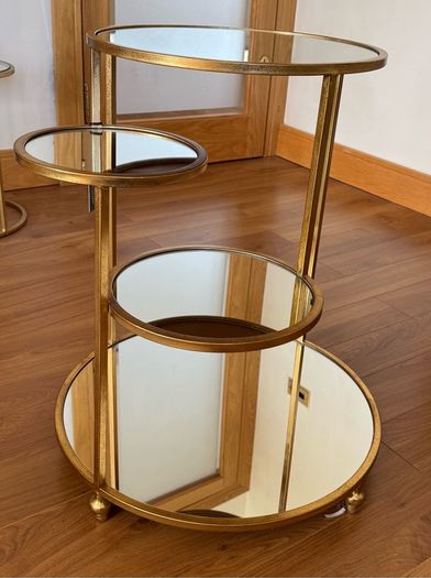 Brass mirror table