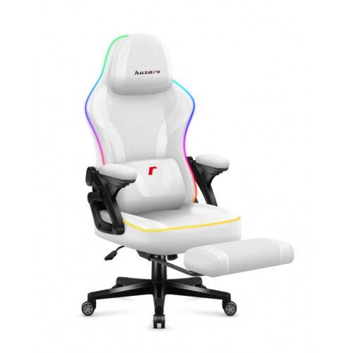 Huzaro Force 4.6 White Mesh RGB Smart Gaming Chair with Footrest - Bluetooth App & Remote Control