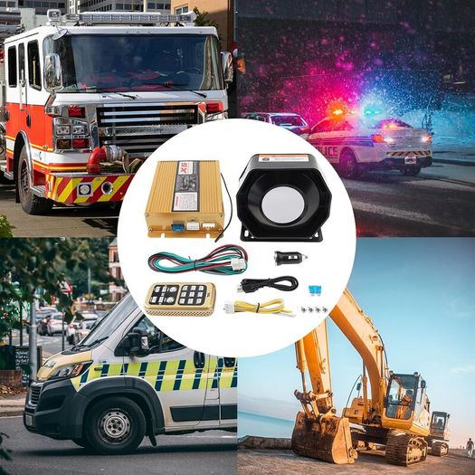 12V 200W Police Siren Horn Speaker Kit with 18 Sounds, MIC & Remote