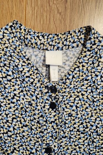 Longsleeve midi dress with belt - H&M - Blue, white, yellow, black Pattern - Size small