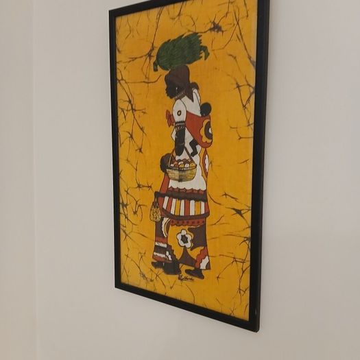batik vintage African batik fabric painting - signed