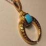 Gold Plated Sterling Silver Turquoise Cresent Shaped Pendant Image 2