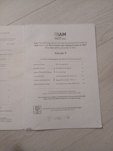 RIAM grade five 2026 Piano Album