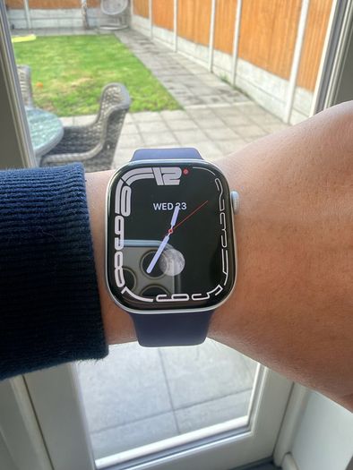 Like New Apple Watch Series 11, 46mm Silver, Blue Rubber Band