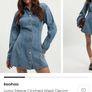 Long Sleeve Cinched Waist Denim Dress Image 4