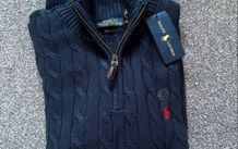 Navy Ralph Lauren Cable Kbit Quarter Zip - Size S Men