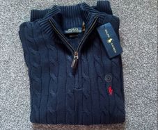 Navy Ralph Lauren Cable Kbit Quarter Zip - Size S Men
